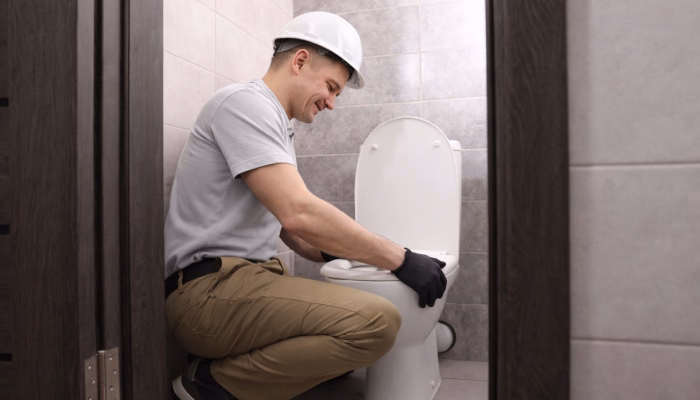 Kinetic ram tool clearing blocked toilet